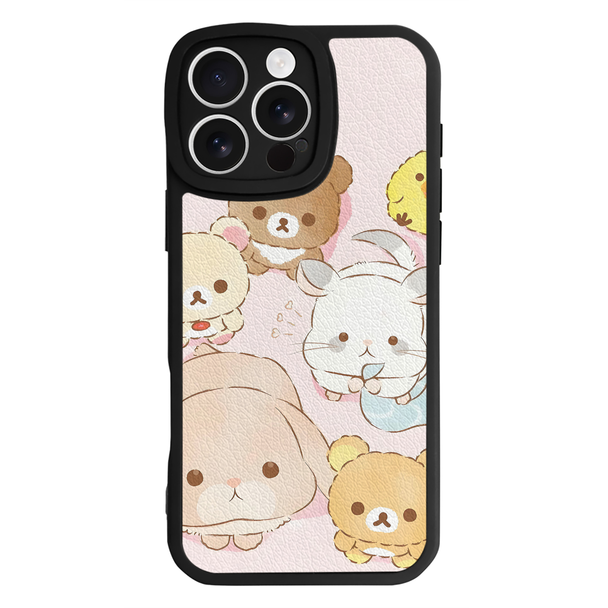 （画像用） リラックマ リラックマ キイロイトリ Rilakkuma Korilakkuma Kiiroitori 【iPhone 16シリーズ対応】シリコンスマホケース（レザー調） 材質：シリコン